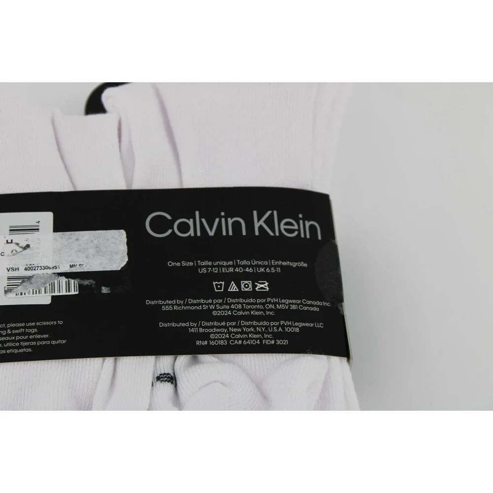 Calvin Klein‎ Men's Size 7-12 Cushion Crew Socks 5 Pairs White Black Logo New